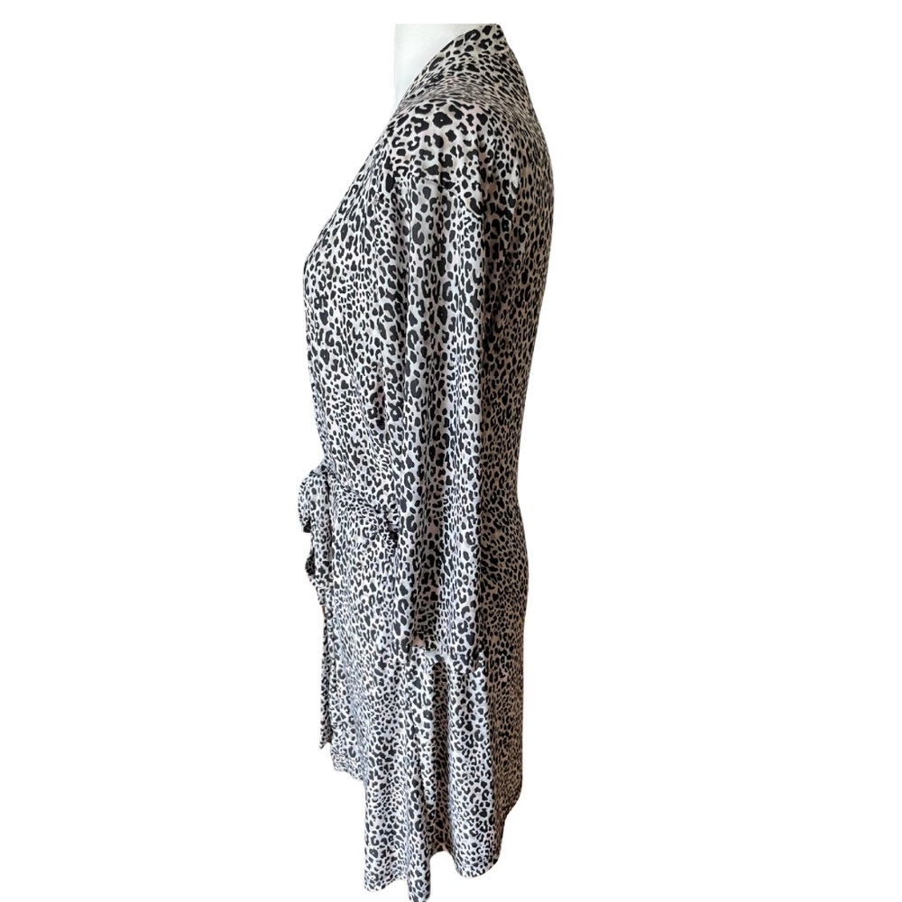 René Rofé Leopard Print Robe L Belted Lounge Soft Jersey Knit 3/4 Sleeve 34” - Picture 8 of 9
